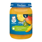 Gerber, Owoce tropikalne z tapioką, 6 m+, 190 g