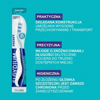 Elgydium Pocket, kieszonkowa szczoteczka do zębów, 1szt.