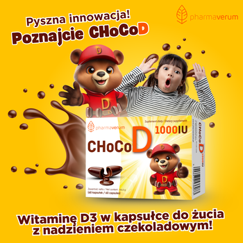 CHoCoD 1000 IU, kapsułki miękkie do żucia, smak czekoladowy, 60 szt.
