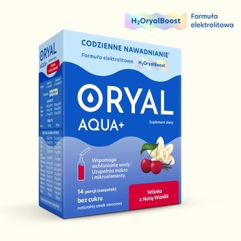 Oryal Aqua+, saszetki z proszkiem, smak wiśnia z nutą wanilii, 14 szt.