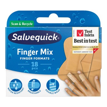 Salvequick Finger Mix, plastry na palce rąk, 18 szt.
