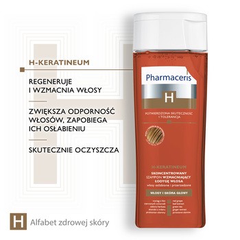 Pharmaceris H Keratineum, skoncentrowany szampon wzmacniający łodygę włosa, włosy osłabione i przerzedzone, 250 ml