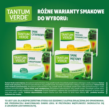 Tantum Verde smak eukaliptusowy, 3 mg, pastylki twarde, 30 szt.