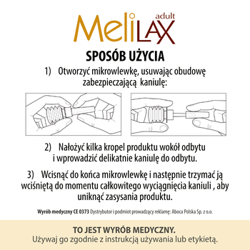Melilax Adult, mikrowlewka doodbytnicza, 6 wlewek