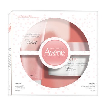 Zestaw Promocyjny Avene Eau Thermale Body, otulający balsam nawilżający, 250 ml + łagodny żel pod prysznic, 200 ml
