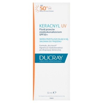 Ducray Keracnyl UV, fluid przeciwko niedoskonałościom, SPF 50+, 50 ml