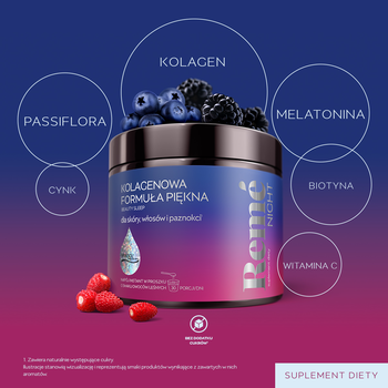 Reme Night Kolagenowa Formuła Piękna, proszek, smak owoce leśne, 150 g