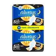 Always Ultra Secure Night Extra, podpaski ze skrzydełkami, rozmiar 5, 10 szt.
