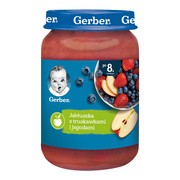 Gerber, jabłuszka z truskawkami i jagodami, 8 m+, 190 g