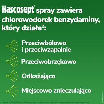 Hascosept, 1,5 mg/g, aerozol do stosowania w jamie ustnej, 30 g