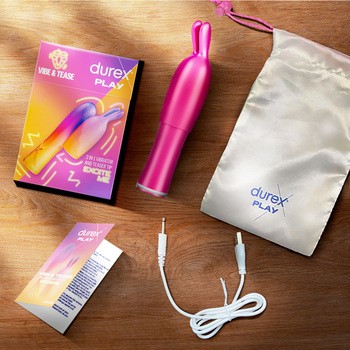 Durex Play 2w1 Vibe&Tease, wibrator i końcówka stymulująca, 1 zestaw