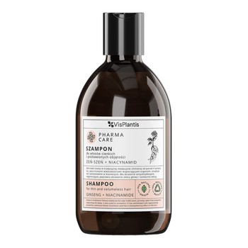 Vis Plantis Pharma Care, szampon do włosów cienkich, żeńszeń i niacynamid, 500 ml