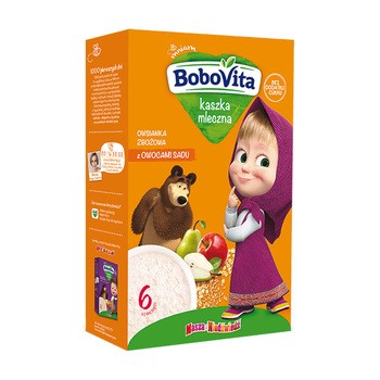 BoboVita, kaszka mleczna, owsianka zbożowa z owocami sadu, 6 m+, 200 g