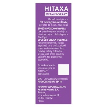 Hitaxa Metmin-Spray, 50 mcg/dawkę, aerozol do nosa, 140 dawek