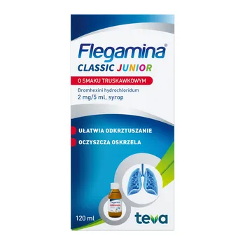 Flegamina Junior o smaku truskawkowym, (2 mg / 5 ml), syrop, 120 ml