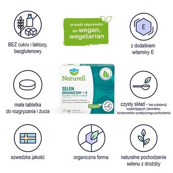 Naturell Selen Organiczny + E, tabletki do ssania, 60 szt.