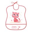 Canpol Babies, śliniak zmywalny miękki CUTE ANIMALS kotek, różowy, 1 szt.