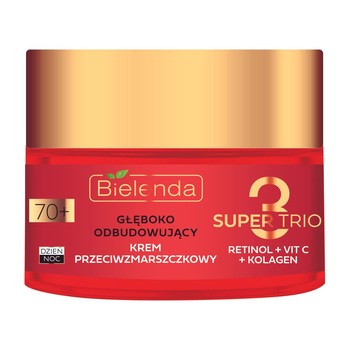 Bielenda Super Trio, głęboko odbudowywujący krem przeciwzmarszkowy RETINOL + VIT C + KOLAGEN 70+, 50 ml