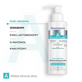 Pharmaceris A Puri-Sensimil, kremowa emulsja myjąca do twarzy i okolic oczu, 190 ml