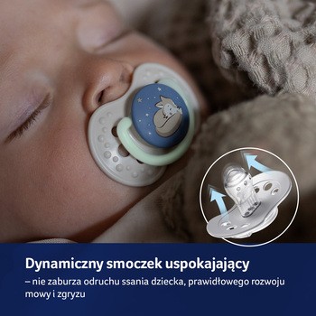 Canpol Lovi, smoczek silikonowy, dynamiczny Night&Day, Boy, 18 m+, 2 szt.