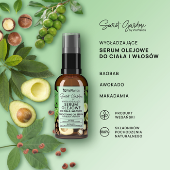 Vis Plantis Secret Garden, wygładzające serum olejowe do ciała i włosów, 30 ml