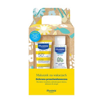 Zestaw Promocyjny Mustela, Maluszek na Wakacjach, mleczko przeciwsłoneczne, SPF 50+, 40 ml + żel do mycia, 100 ml