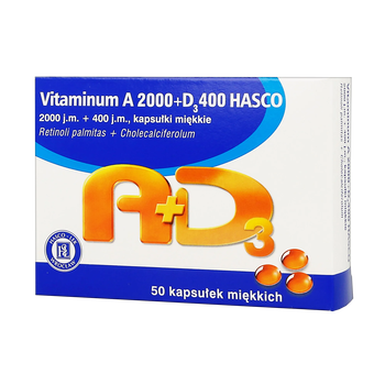Vitaminum A+D3 Hasco, 2000 j.m. + 400 j.m., kapsułki miękkie, 50 szt.