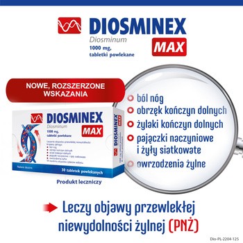 Diosminex Max, 1000 mg, tabletki powlekane, 30 szt.