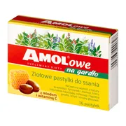 Amolowe na gardło, pastylki do ssania, z miodem i witaminą C, 16 szt.