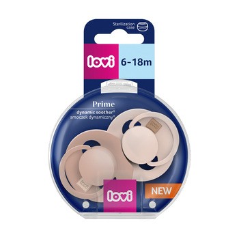 Canpol Lovi Prime, dynamiczny smoczek uspokajający silikonowy, 6-18 m Nude/Blush, 2 szt.