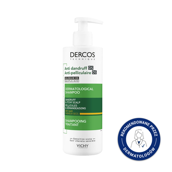 Vichy Dercos DS, szampon przeciwłupieżowy, włosy suche, 390 ml