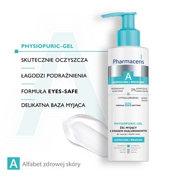 Pharmaceris A Physiopuric - gel, żel myjący z kwasem hialuronowym do twarzy i okolic oczu, 190 ml