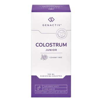Genactive Colostrum Junior, zawiesina doustna, czarny bez, 150 ml