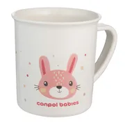 Canpol Babies, kubek plastikowy z uchem dla dziecka Cute Animals, 170 ml, różowy, 1 szt.