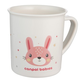 Canpol Babies, kubek plastikowy z uchem dla dziecka Cute Animals, 170 ml, różowy, 1 szt.