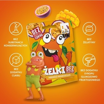 BeRaw! Kids, mango marakuja, żelki owocowe, 35 g