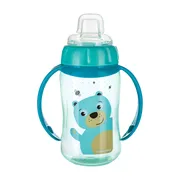 Canpol Babies, kubek treningowy z ustnikiem silikonowym, Cute Animals, miś, turkusowy, 6 m+, 320 ml