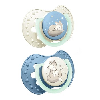 Canpol Lovi, smoczek silikonowy dynamiczny, Night&Day Boy, 0-6m, 2 szt.