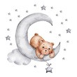 Sipo, Naklejki na ścianę dla dzieci, Miś na księżycu, 1 szt.