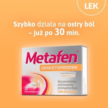 Metafen Dexketoprofen, 25 mg, tabletki powlekane, 20 szt.