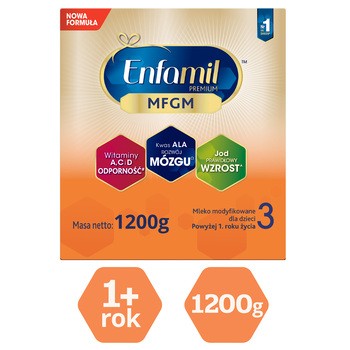 Enfamil Premium MFGM 3 mleko modyfikowane, następne, w proszku, 1200 g (3 x 400 g)