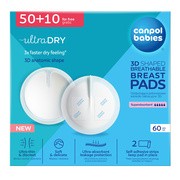 Canpol Babies Ultra Dry, oddychające ultrachłonne wkładki laktacyjne 3D, 60 szt. (50 + 10 GRATIS)