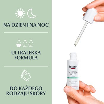 Eucerin Hyaluron-Filler, serum wygładzające z kwasem hialuronowym, przeciwzmarszczkowe, zwężające pory, 30 ml