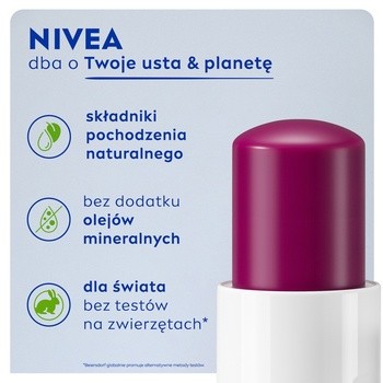Nivea Blackberry Shine, pielęgnująca pomadka do ust, 4,8 g