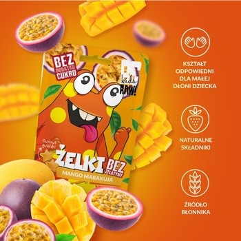 BeRaw! Kids, mango marakuja, żelki owocowe, 35 g