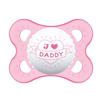 MAM Silk Teat, smoczek uspokajający, silikonowy, Love & Affection, Daddy, 2-6 m, girl, 1 szt.