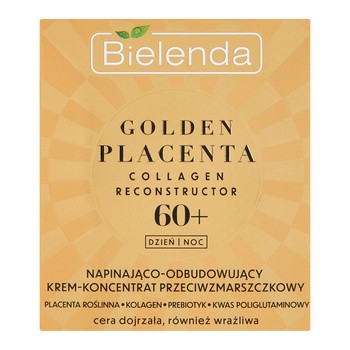 Bielenda Golden Placenta Collagen Reconstructor, napinająco-odbudowujący krem-koncentrat przeciwzmarszczkowy 60+, 50 ml