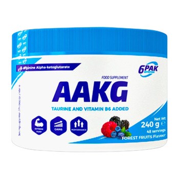 6PAK, AAKG, smak forest fruits (owoce leśne),  proszek, 240 g