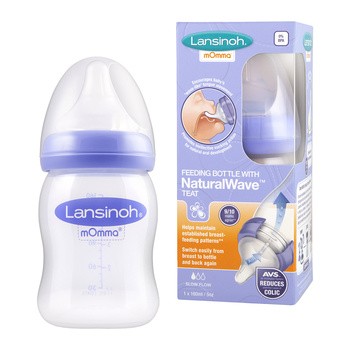 Lansinoh mOmma, butelka ze smoczkiem NaturalWave, 160 ml