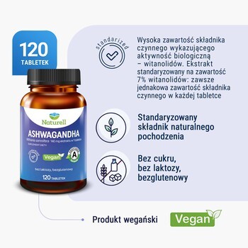 Naturell Ashwagandha, tabletki, 120 szt.
